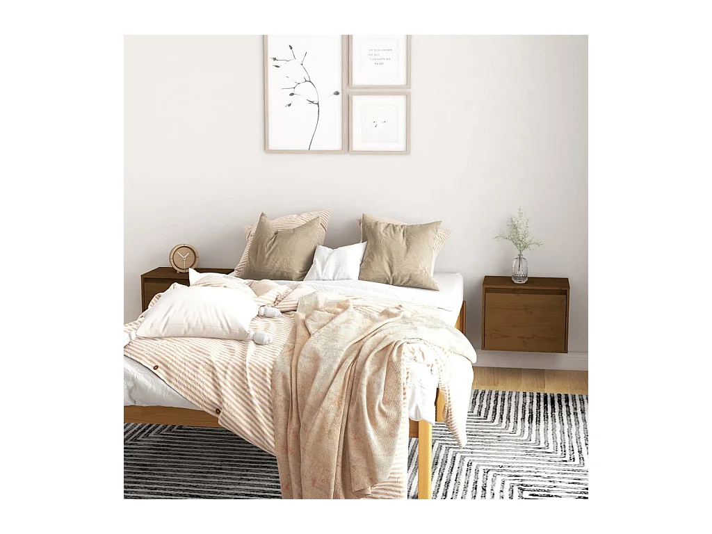 Armoires murales 2pcs Marron miel 45x30x35cm Bois de pin massif