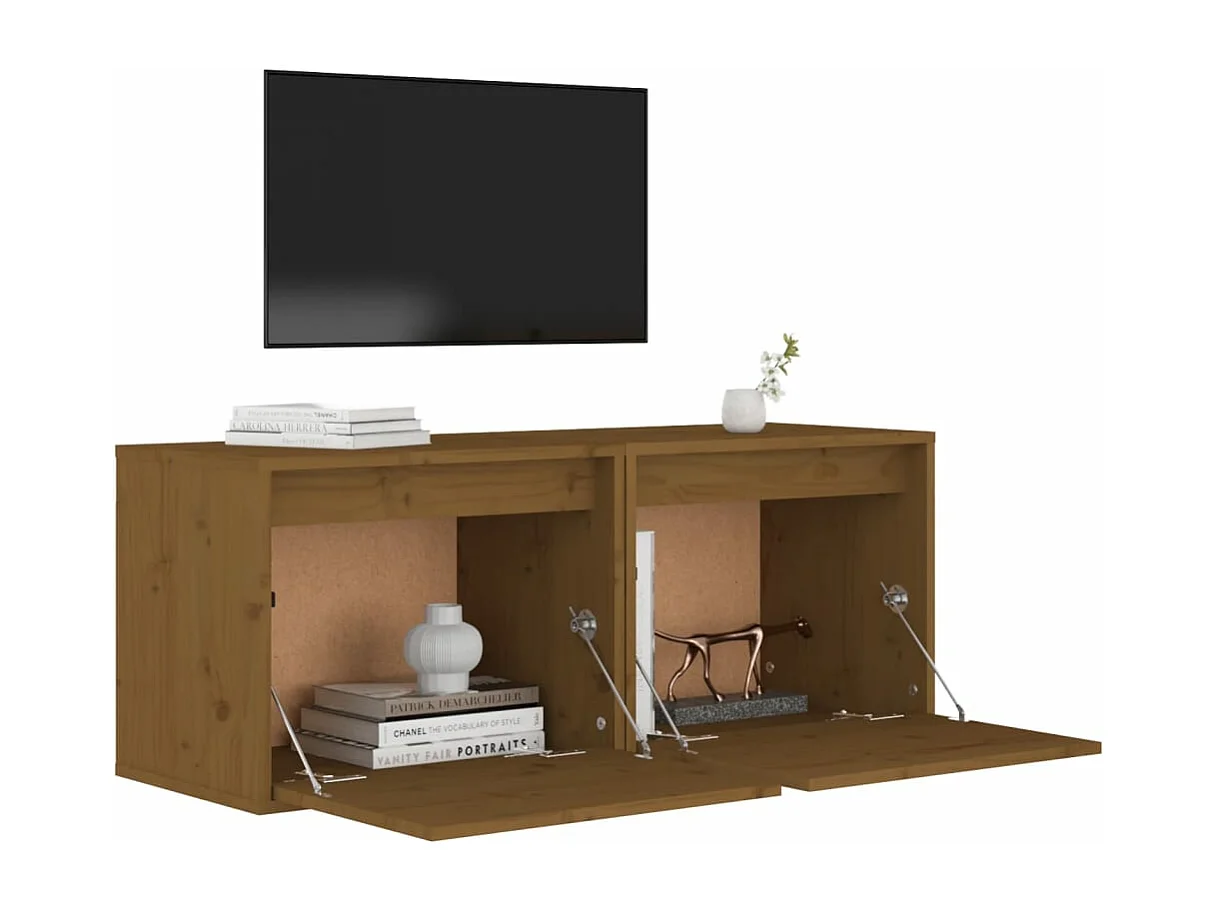 Wandschränke 2 Stk. Honigbraun 45x30x35 cm Massivholz Kiefer