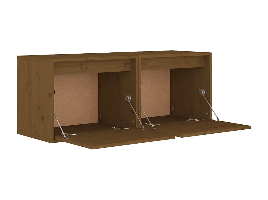 Armoires murales 2pcs Marron miel 45x30x35cm Bois de pin massif