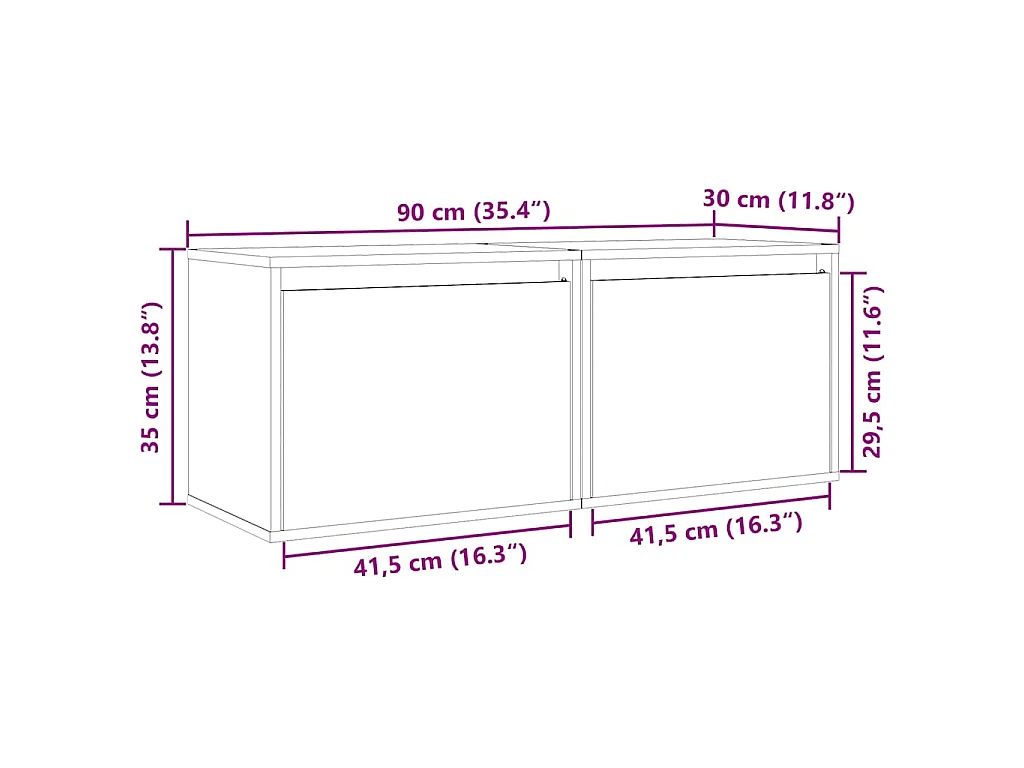 Armarios pared 2 uds madera maciza pino marrón miel 45x30x35 cm