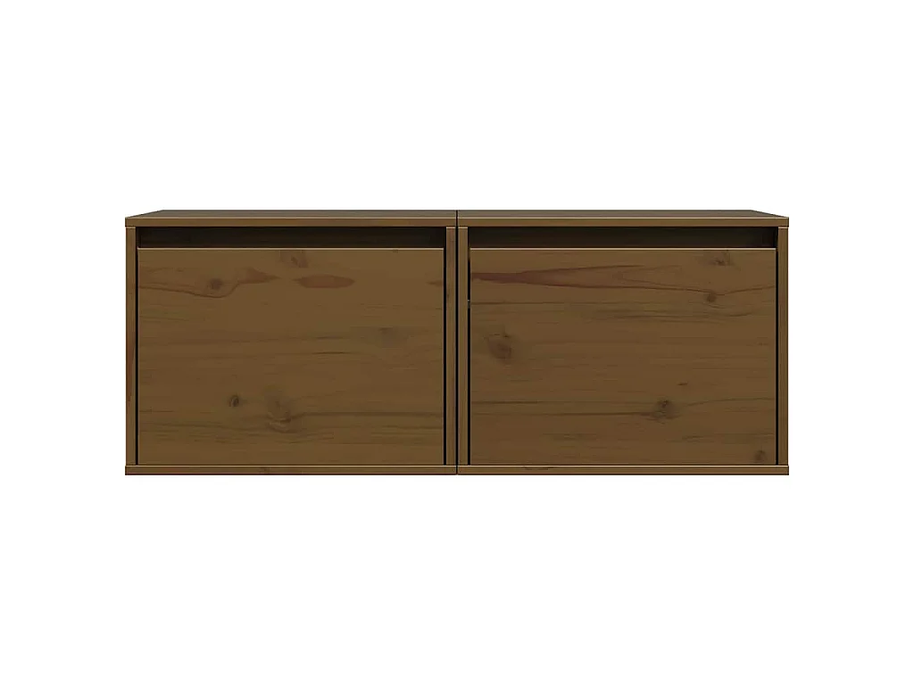 Armarios pared 2 uds madera maciza pino marrón miel 45x30x35 cm