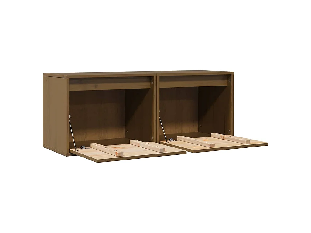 Armarios pared 2 uds madera maciza pino marrón miel 45x30x35 cm