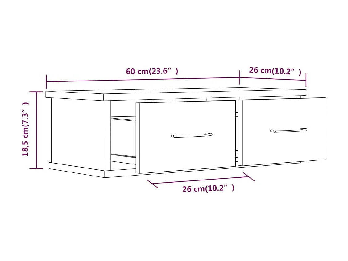 Armoire murale Chêne fumé 60x26x18,5 cm Bois d'ingénierie