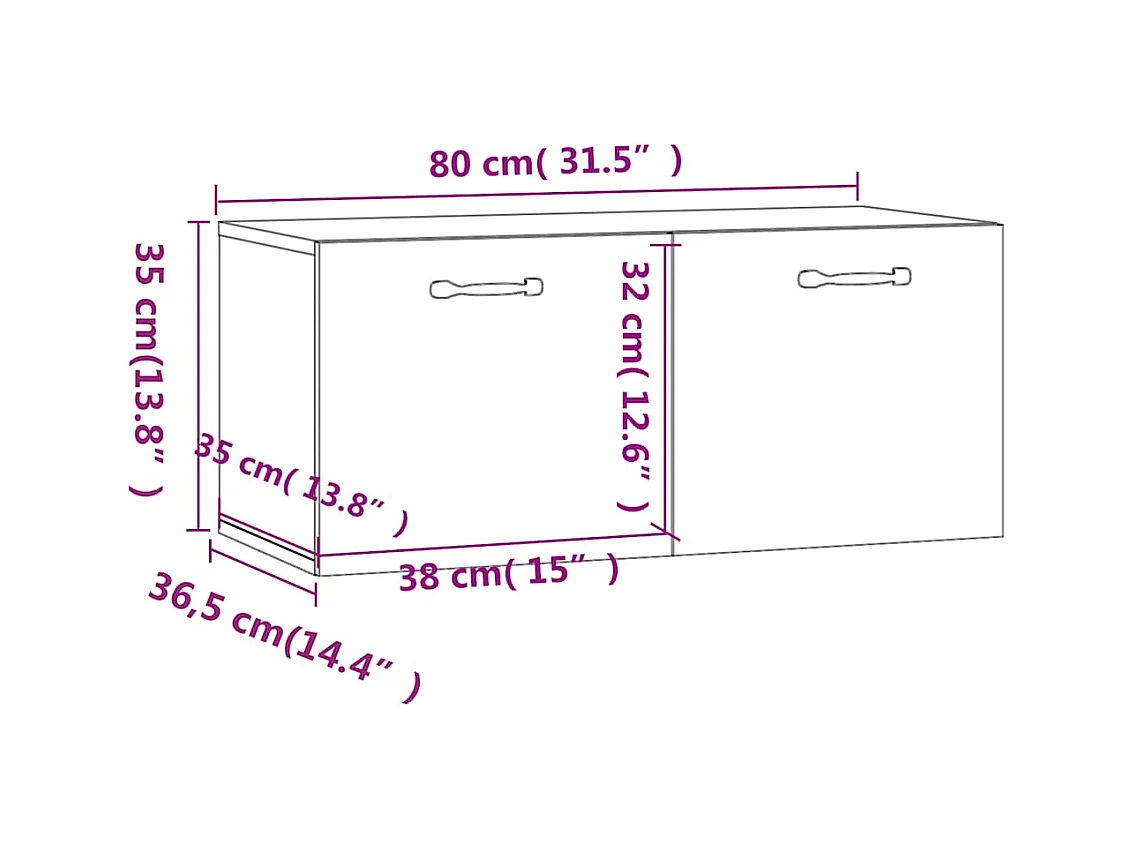 Armoire murale blanc brillant 80x36,5x35 cm bois d'ingénierie