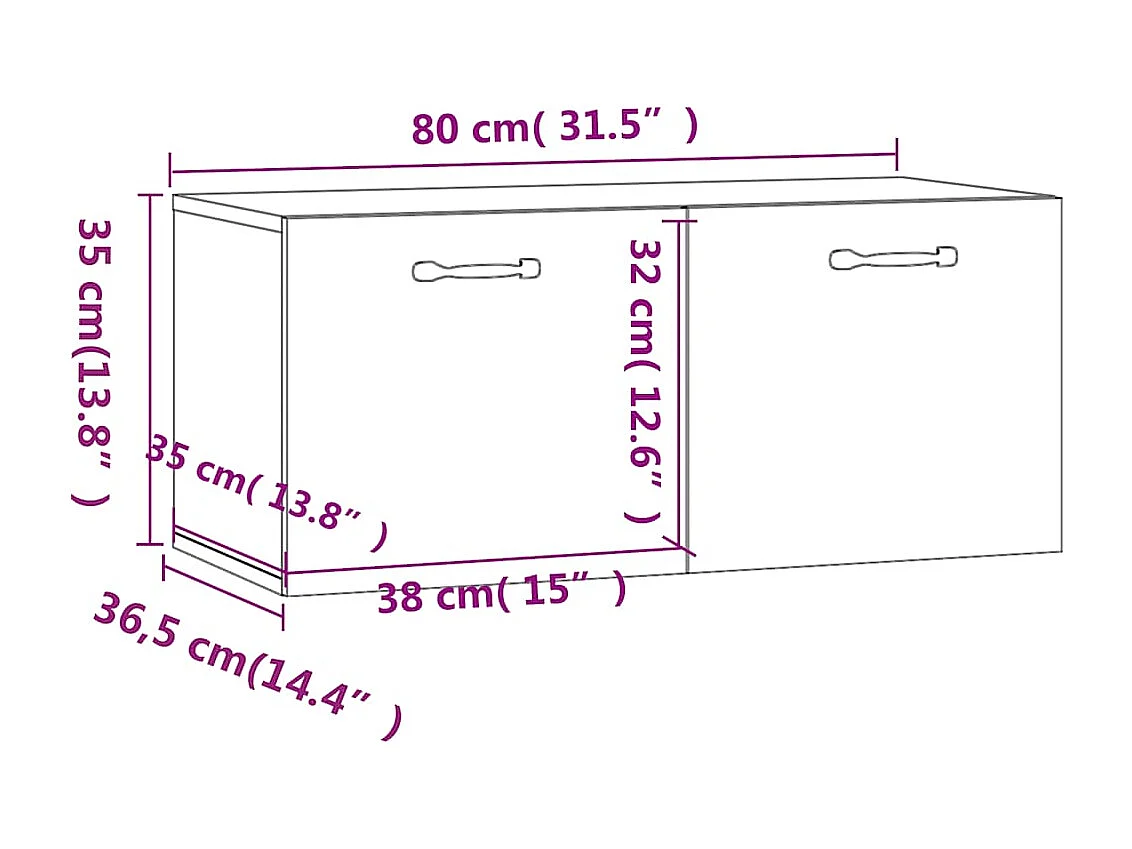 Armoire murale blanc brillant 80x36,5x35 cm bois d'ingénierie