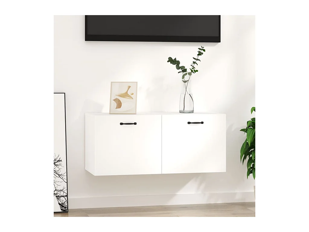 Wandkast 80x36,5x35 cm bewerkt hout hoogglans wit