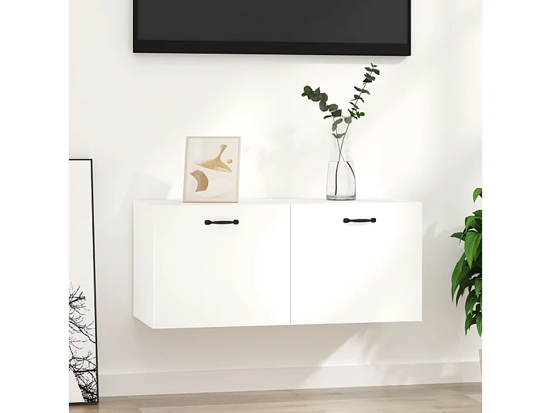 Armoire murale blanc brillant 80x36,5x35 cm bois d'ingénierie