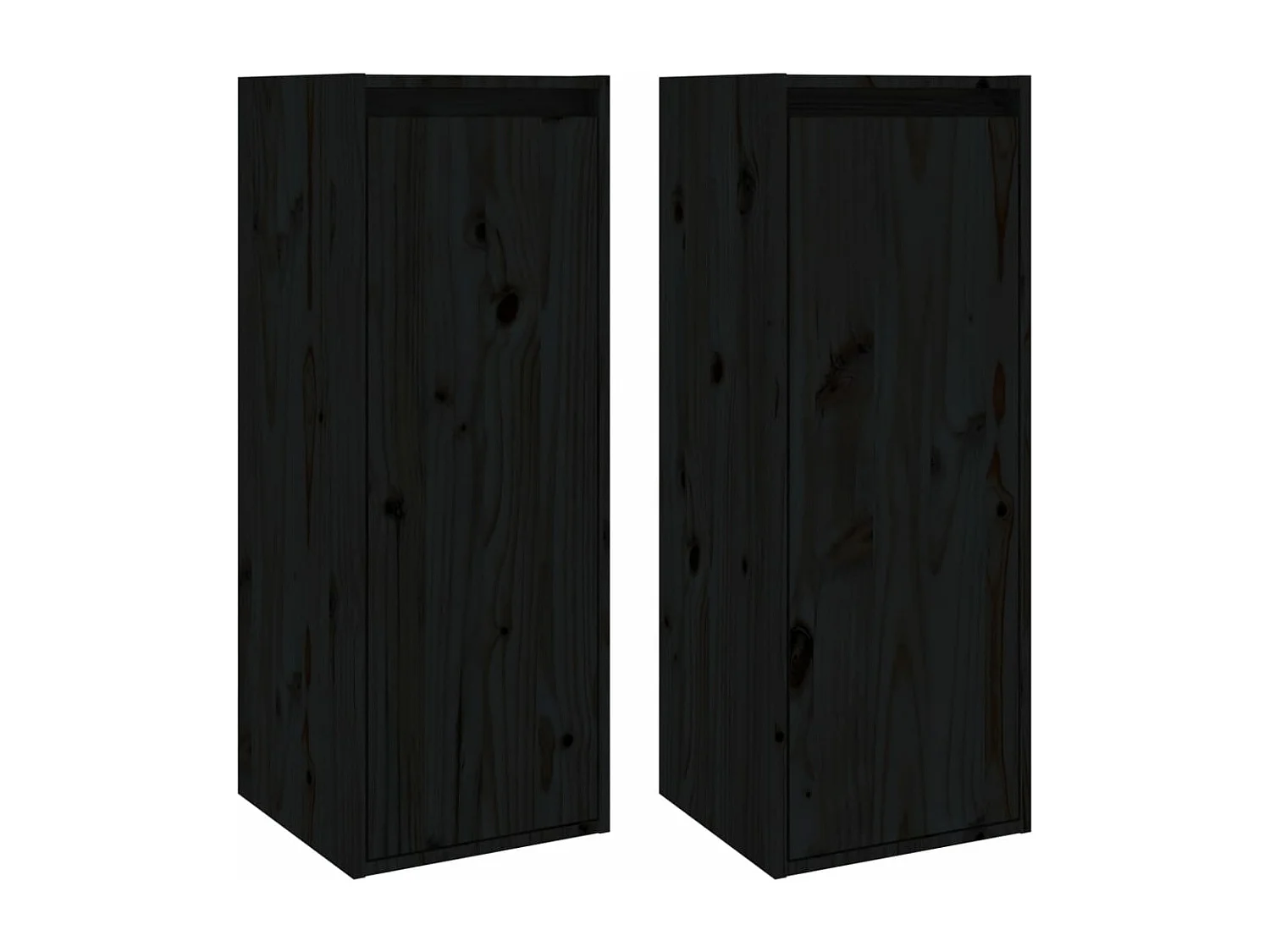 Armoires murales 2 pcs Noir 30x30x80 cm Bois de pin massif