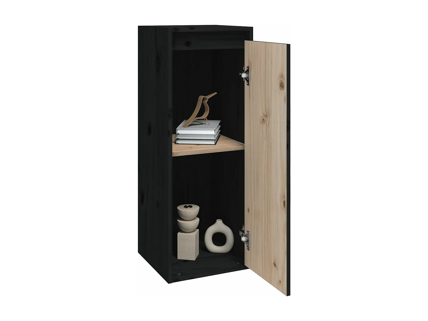 Armoires murales 2 pcs Noir 30x30x80 cm Bois de pin massif