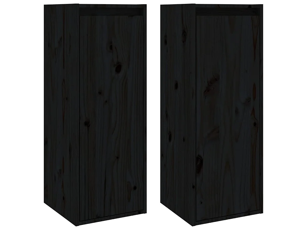 Wandkasten 2 st 30x30x80 cm massief grenenhout zwart