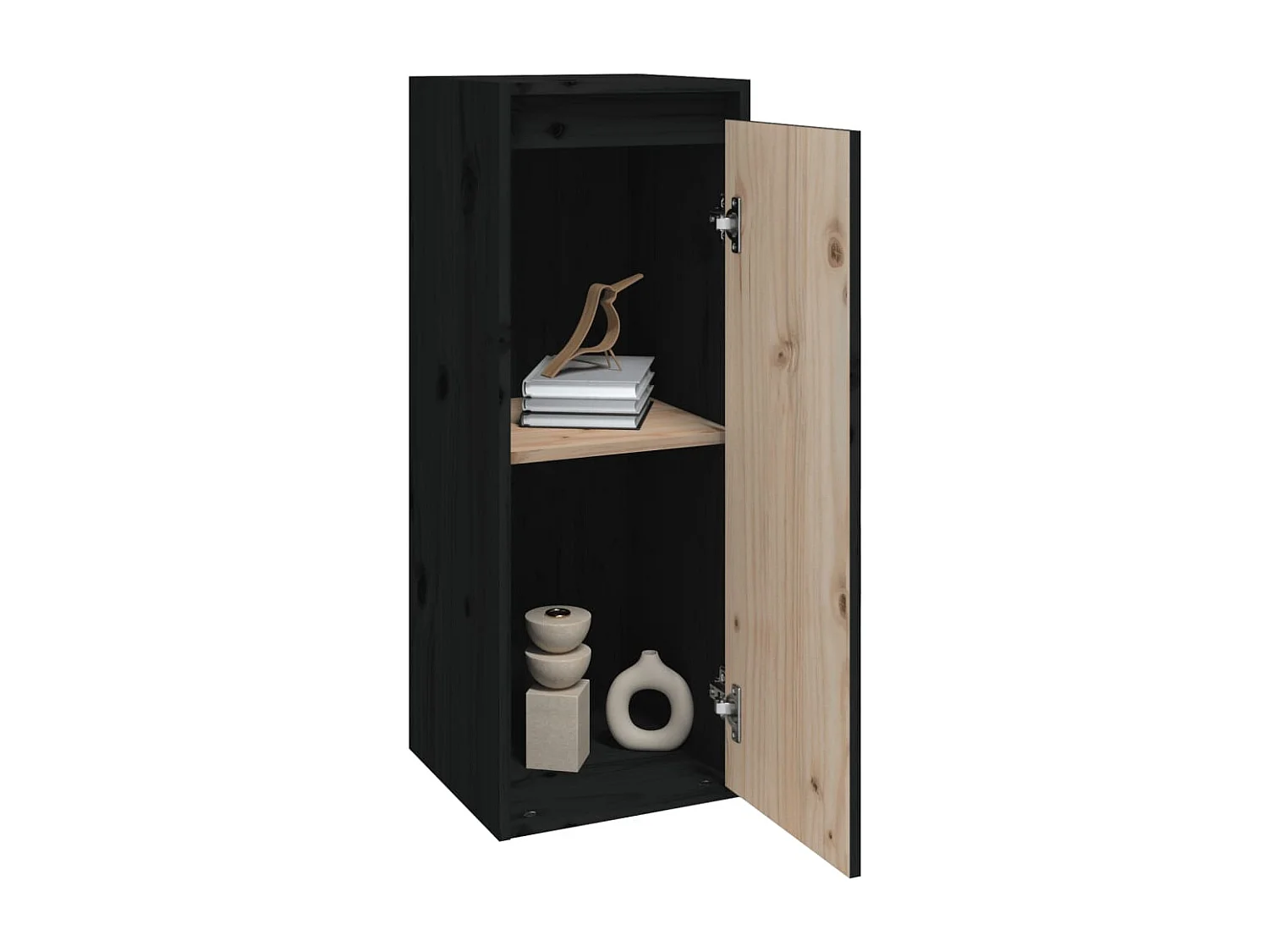 Wandkasten 2 st 30x30x80 cm massief grenenhout zwart