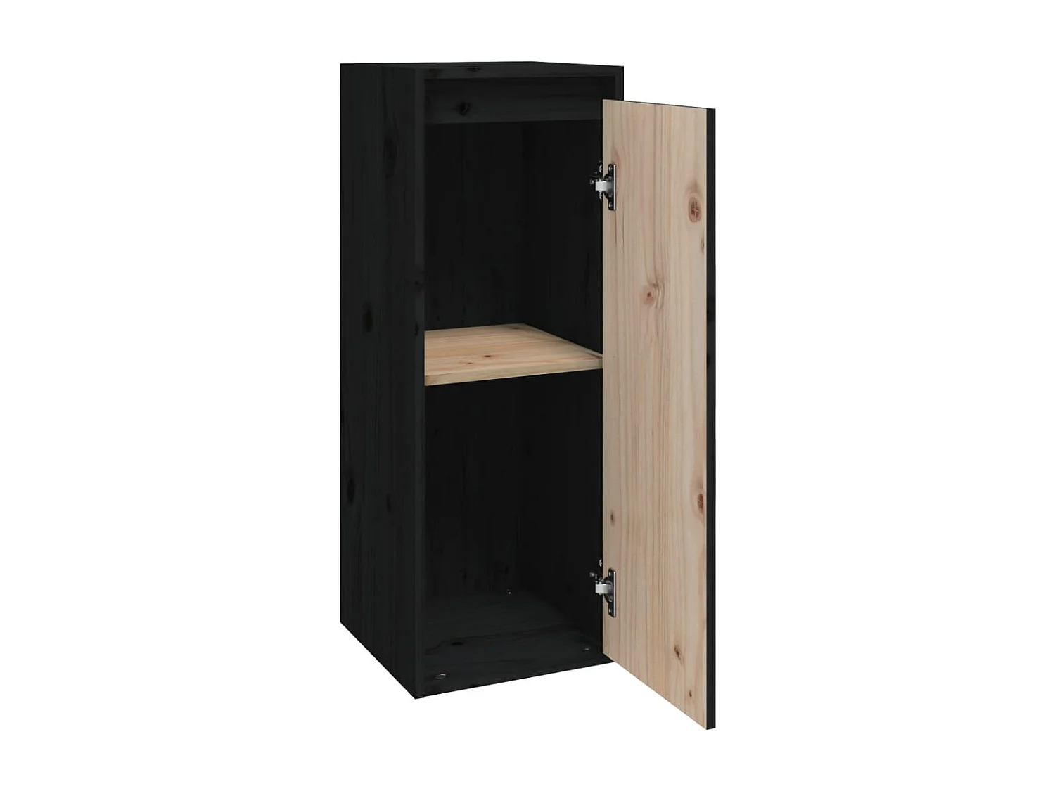 Wandkasten 2 st 30x30x80 cm massief grenenhout zwart