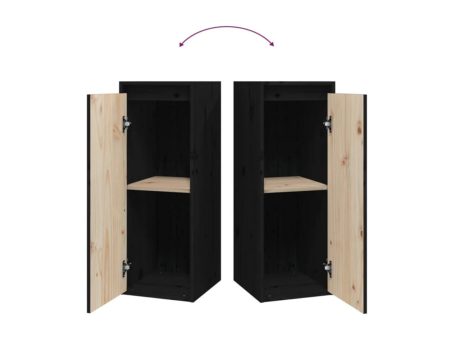 Wandkasten 2 st 30x30x80 cm massief grenenhout zwart