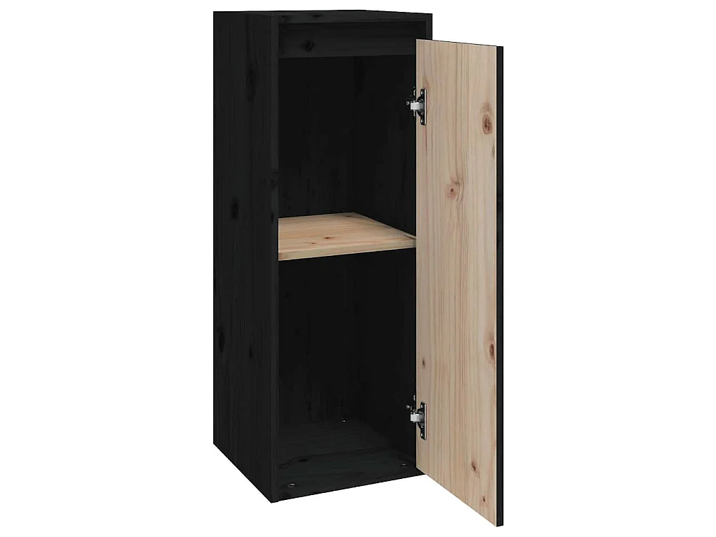 Armoires murales 2 pcs Noir 30x30x80 cm Bois de pin massif