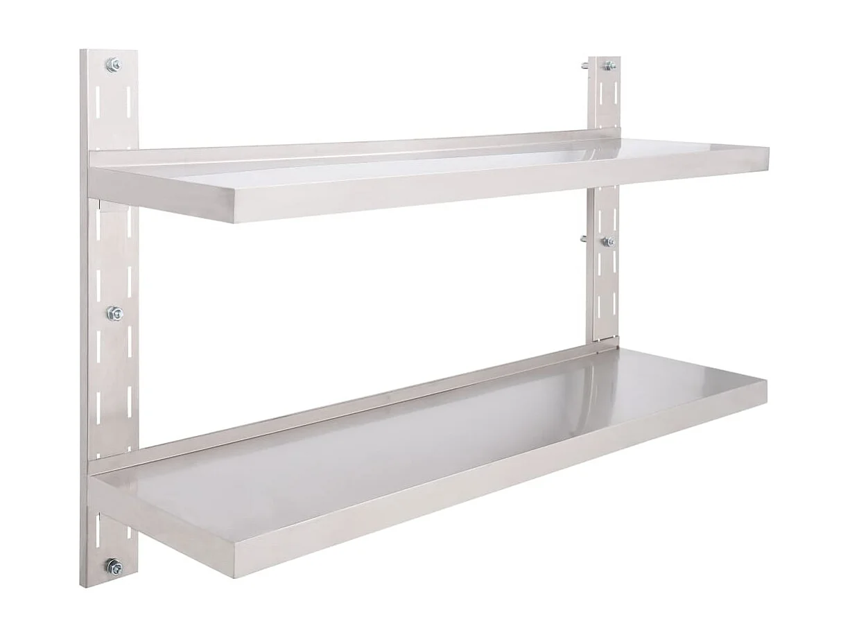 Zwevend schap 2-laags 120x30 cm roestvrij staal