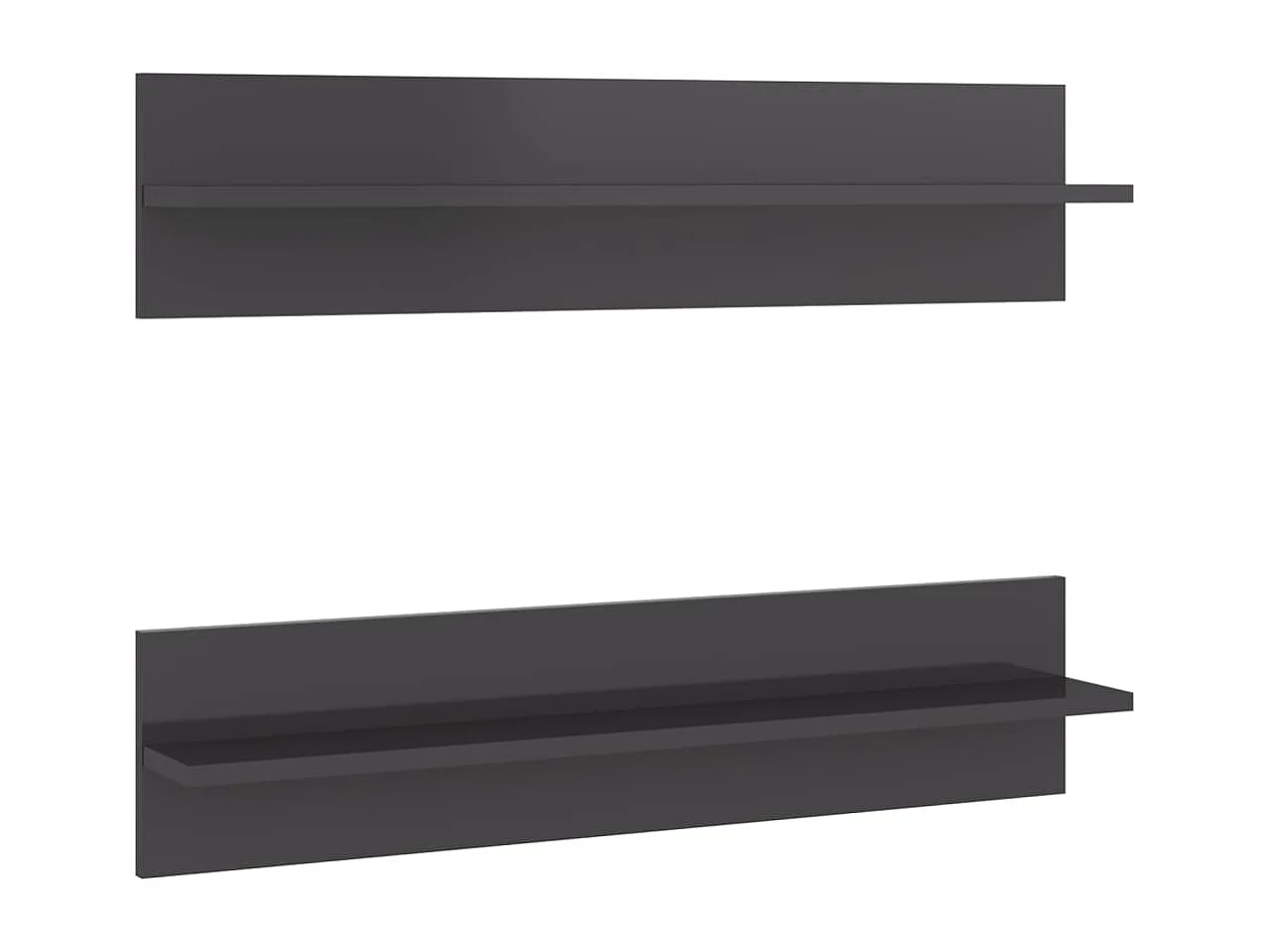 Wandregale 2 Stk. Hochglanz-Grau 80x11,5x18 cm Holzwerkstoff