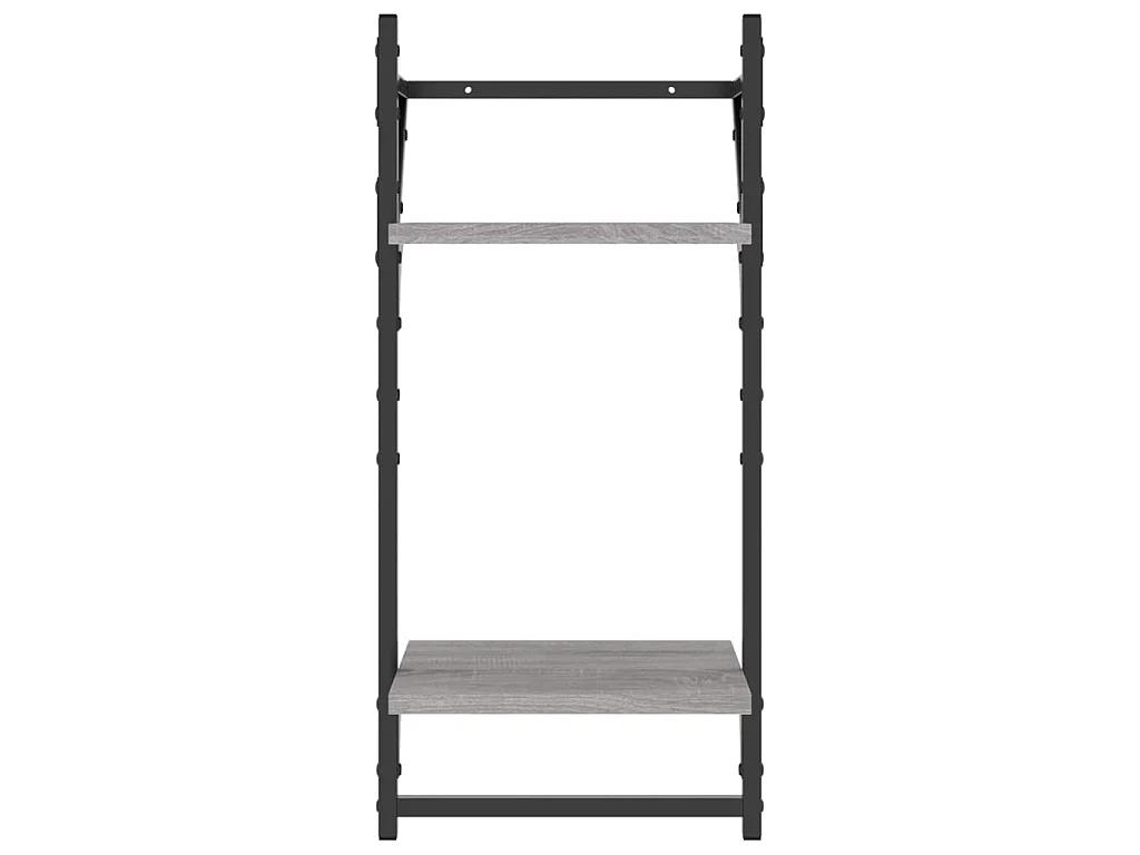 Wandregale mit 2 Ablagen & Stangen 2 Stk Grau Sonoma 30x25x65cm