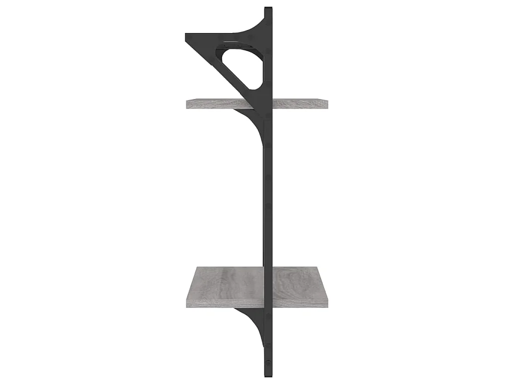 Wandregale mit 2 Ablagen & Stangen 2 Stk Grau Sonoma 30x25x65cm