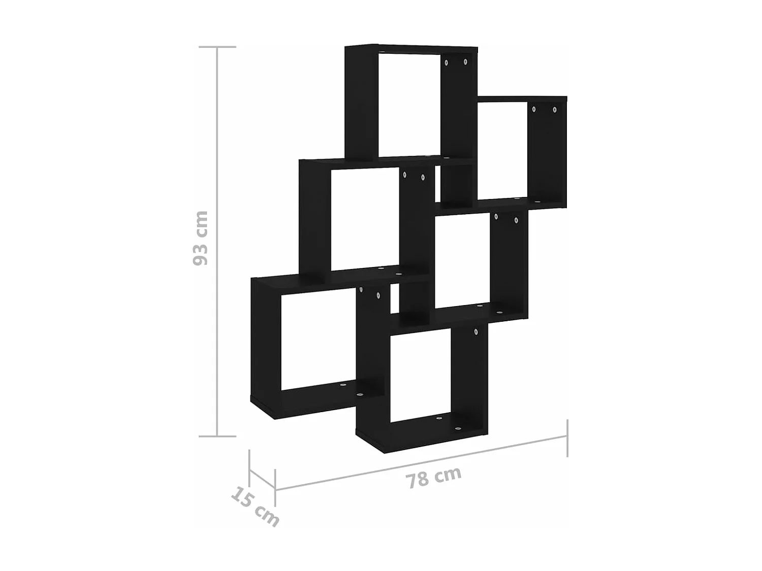 Wandschap kubus 78x15x93 cm bewerkt hout zwart