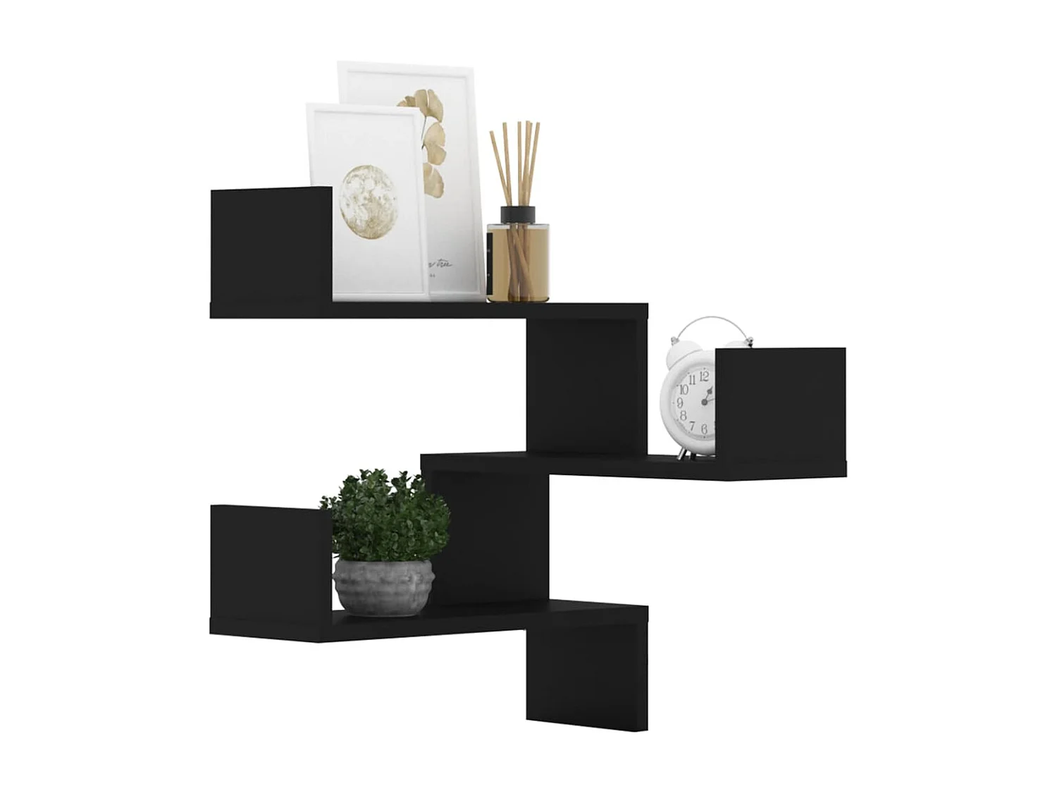 Étagères d'angle murales 2 pcs noir 40x40x50 cm bois ingénierie