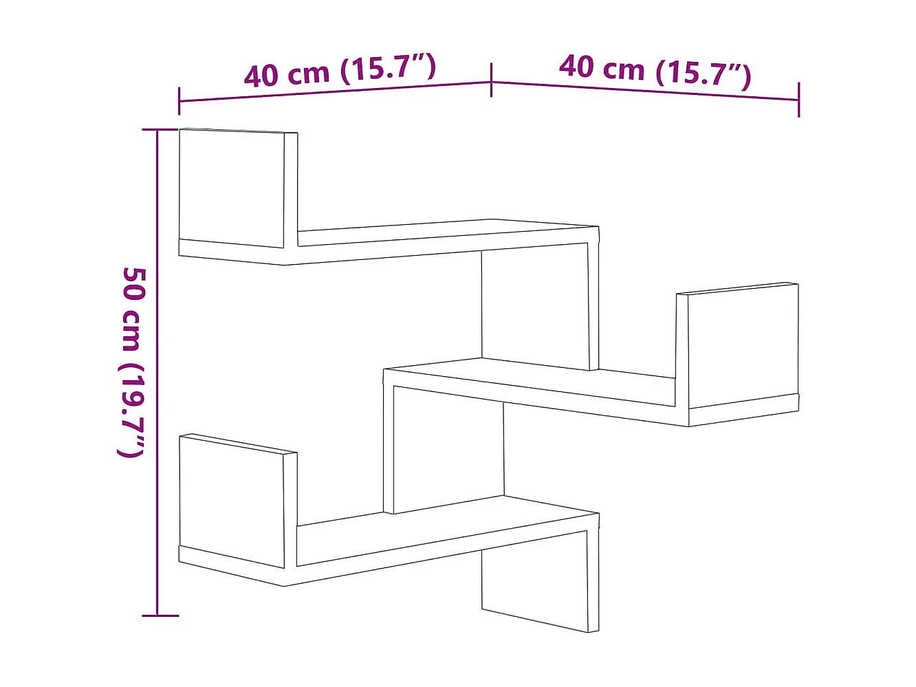 Étagères d'angle murales 2 pcs noir 40x40x50 cm bois ingénierie