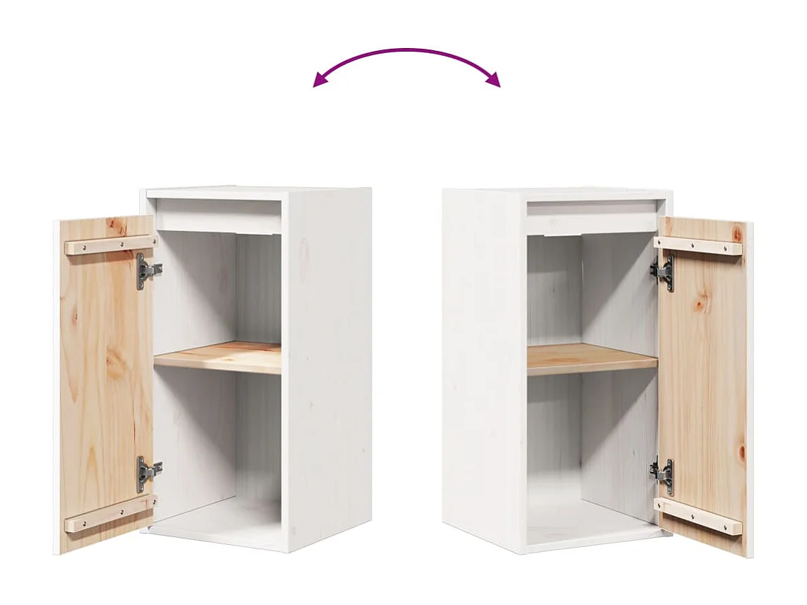 Wandkast 30x30x60 cm massief grenenhout wit