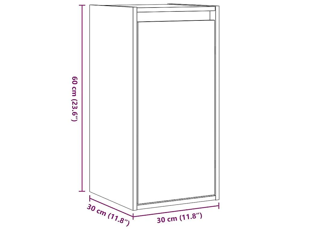 Wandkast 30x30x60 cm massief grenenhout wit