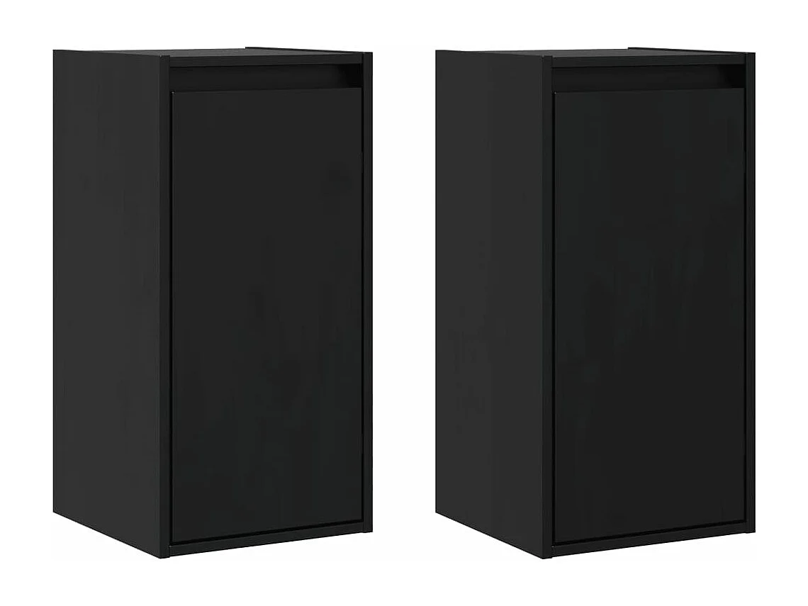 Armoires murales 2 pcs Noir 30x30x60 cm Bois de pin massif