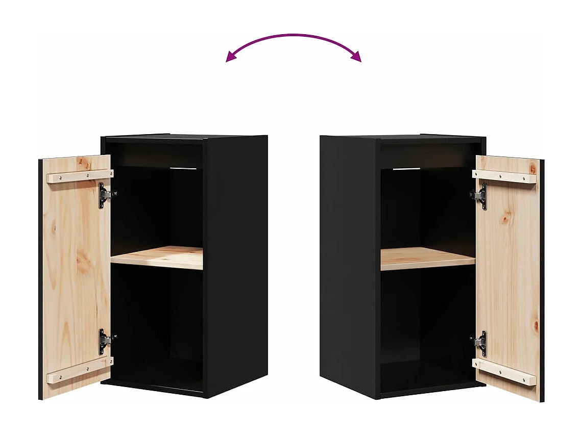 Armoires murales 2 pcs Noir 30x30x60 cm Bois de pin massif