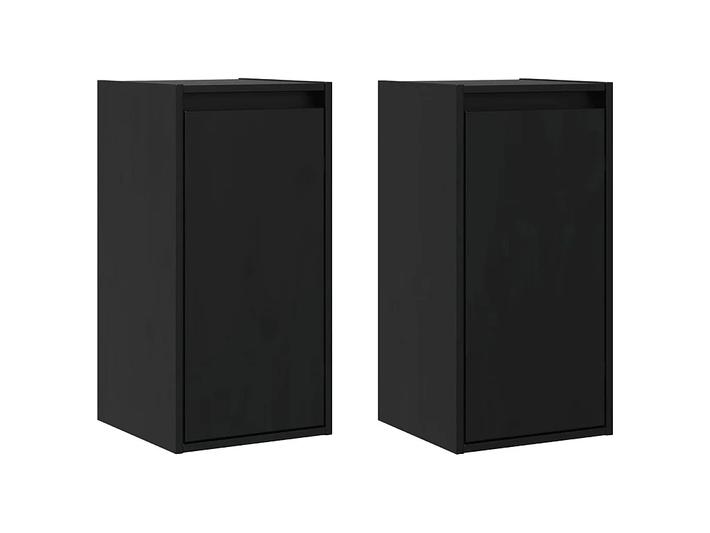 Wandkasten 2 st 30x30x60 cm massief grenenhout zwart