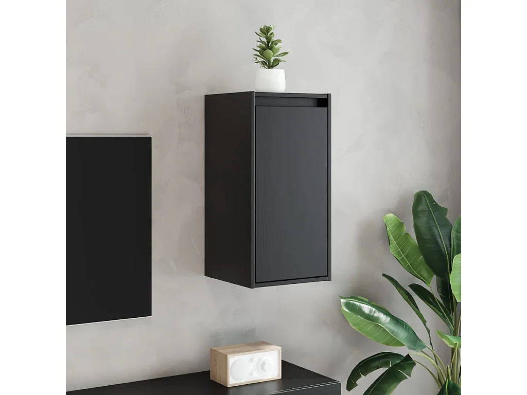 Wandkasten 2 st 30x30x60 cm massief grenenhout zwart