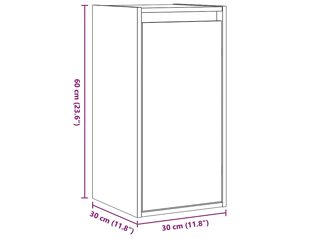 Wandkasten 2 st 30x30x60 cm massief grenenhout zwart