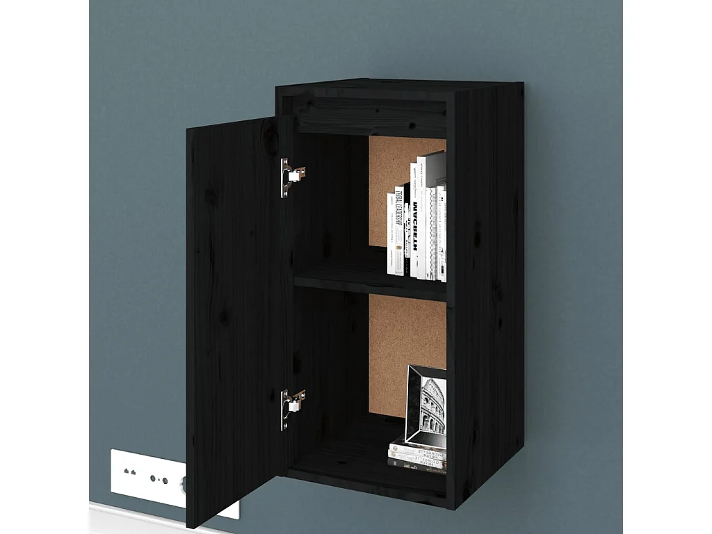 Wandkasten 2 st 30x30x60 cm massief grenenhout zwart