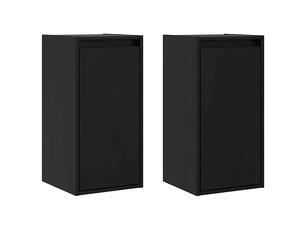 Wandkasten 2 st 30x30x60 cm massief grenenhout zwart