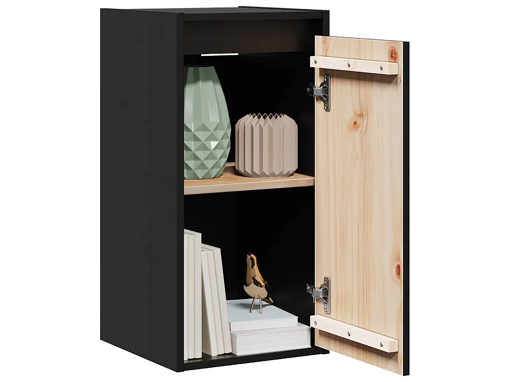 Wandkasten 2 st 30x30x60 cm massief grenenhout zwart