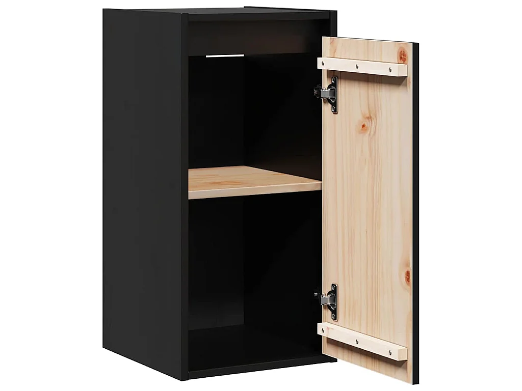 Wandkasten 2 st 30x30x60 cm massief grenenhout zwart