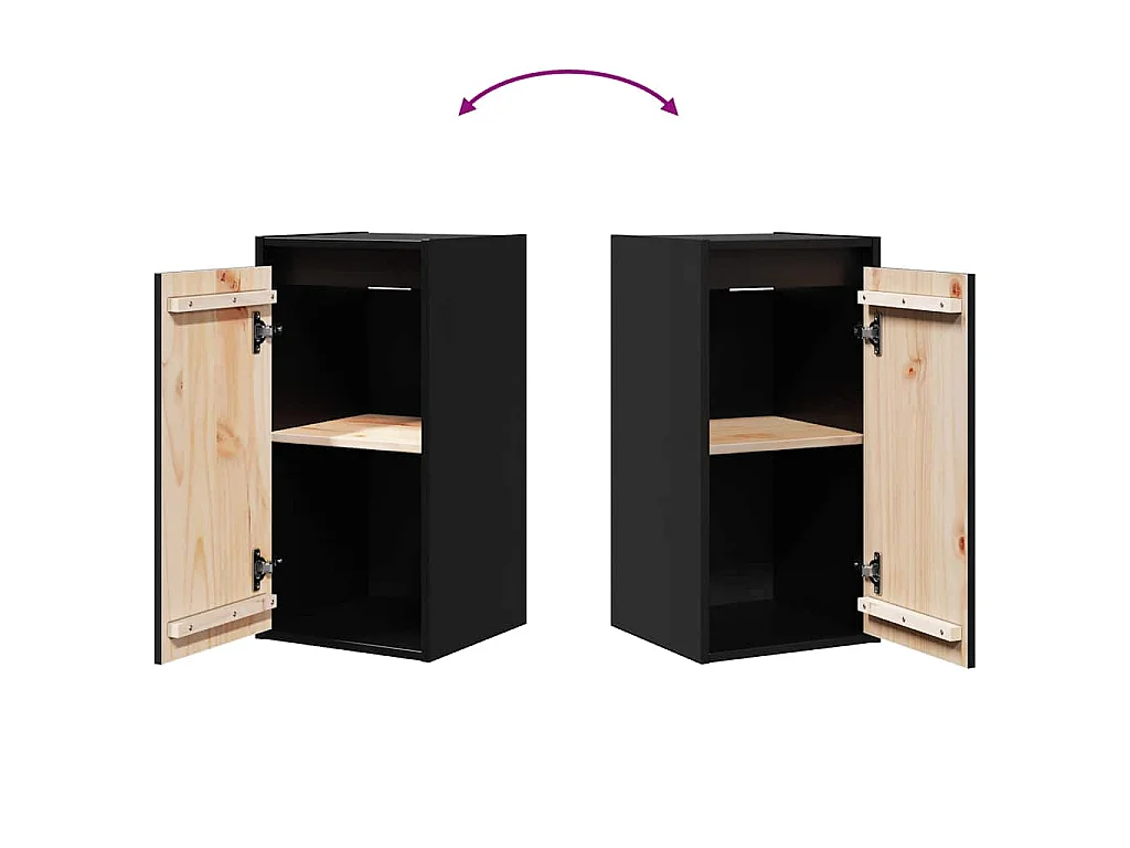 Wandkasten 2 st 30x30x60 cm massief grenenhout zwart