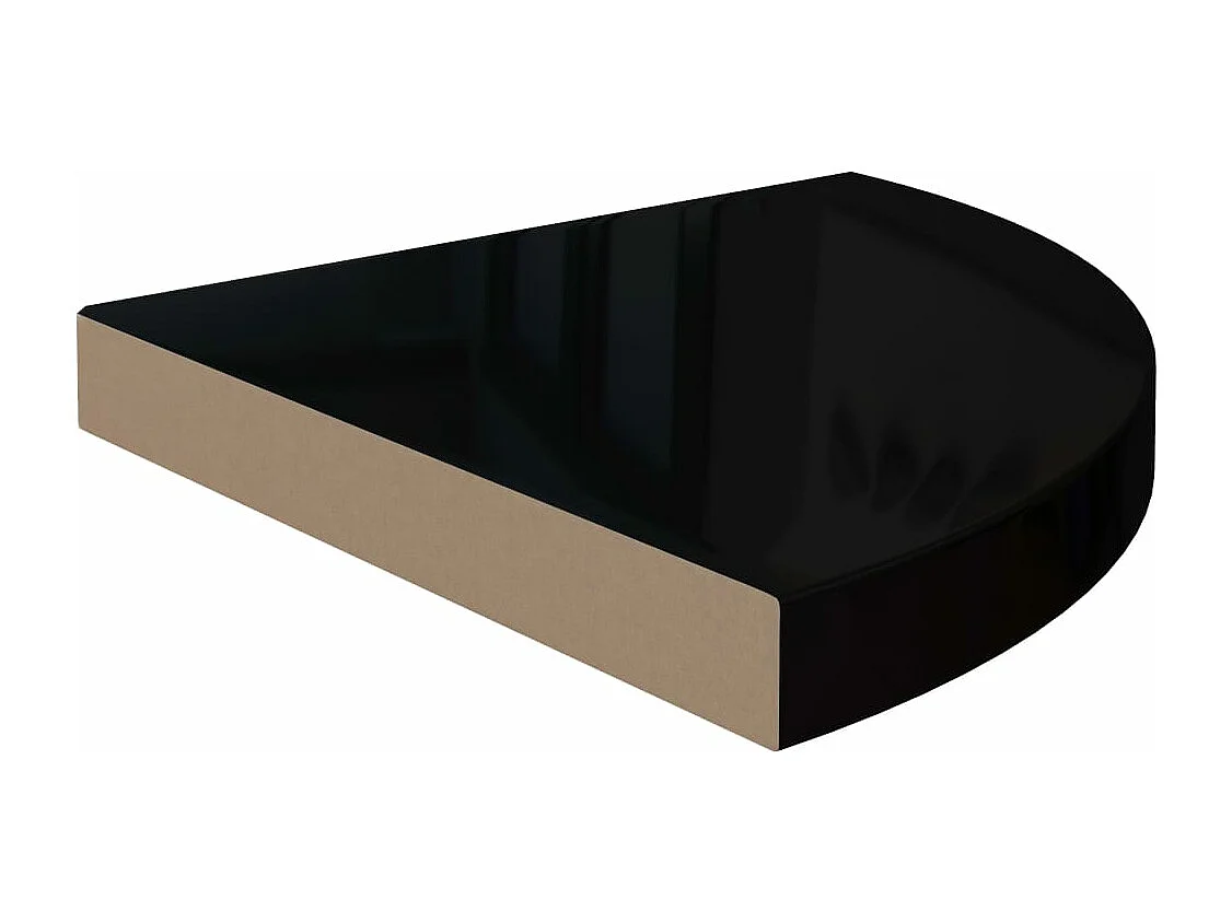 Étagères d'angle flottantes 4 pcs noir brillant 35x35x3,8cm MDF