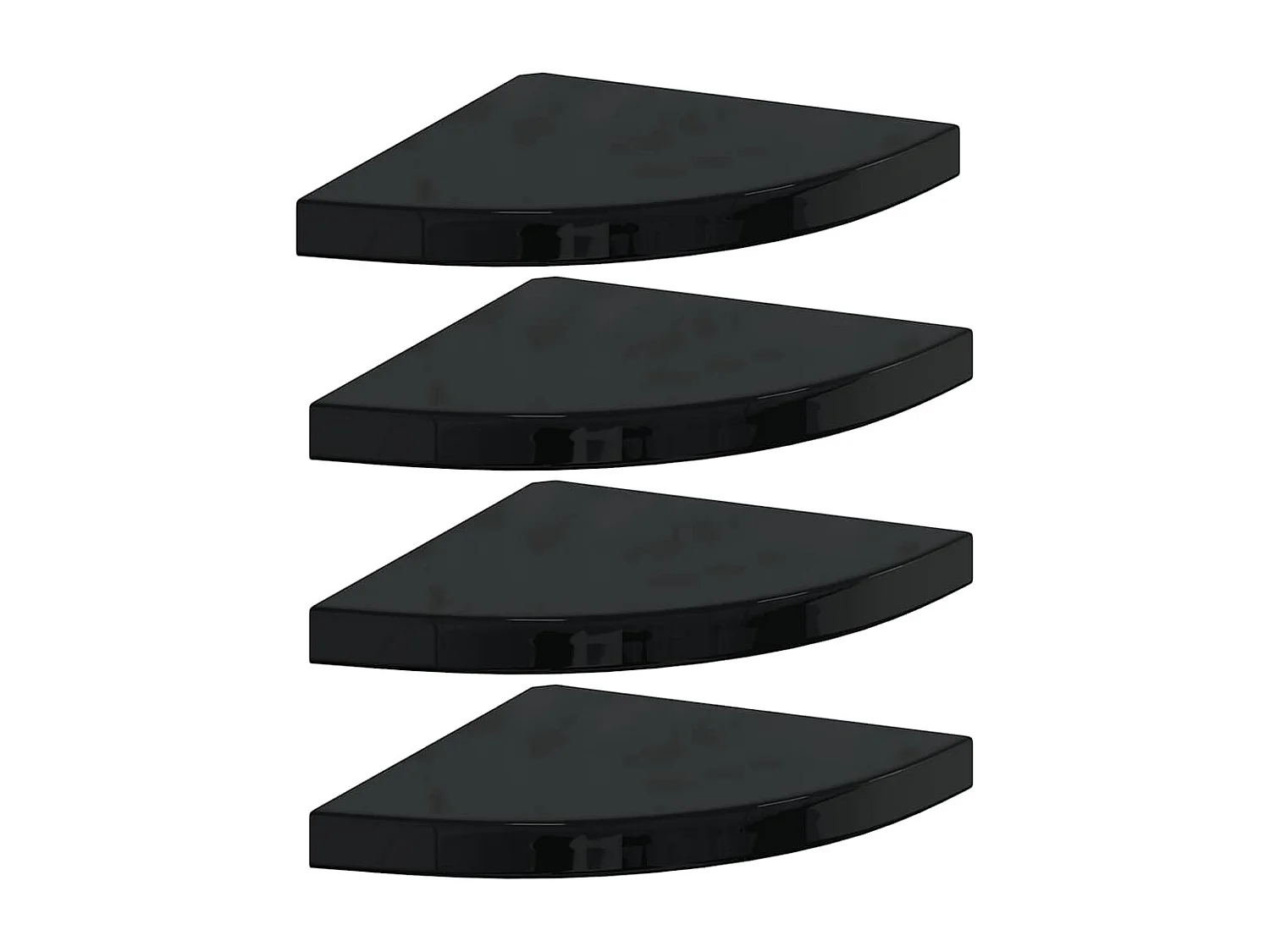 Hoekschappen zwevend 4 st 35x35x3,8 cm MDF hoogglans zwart