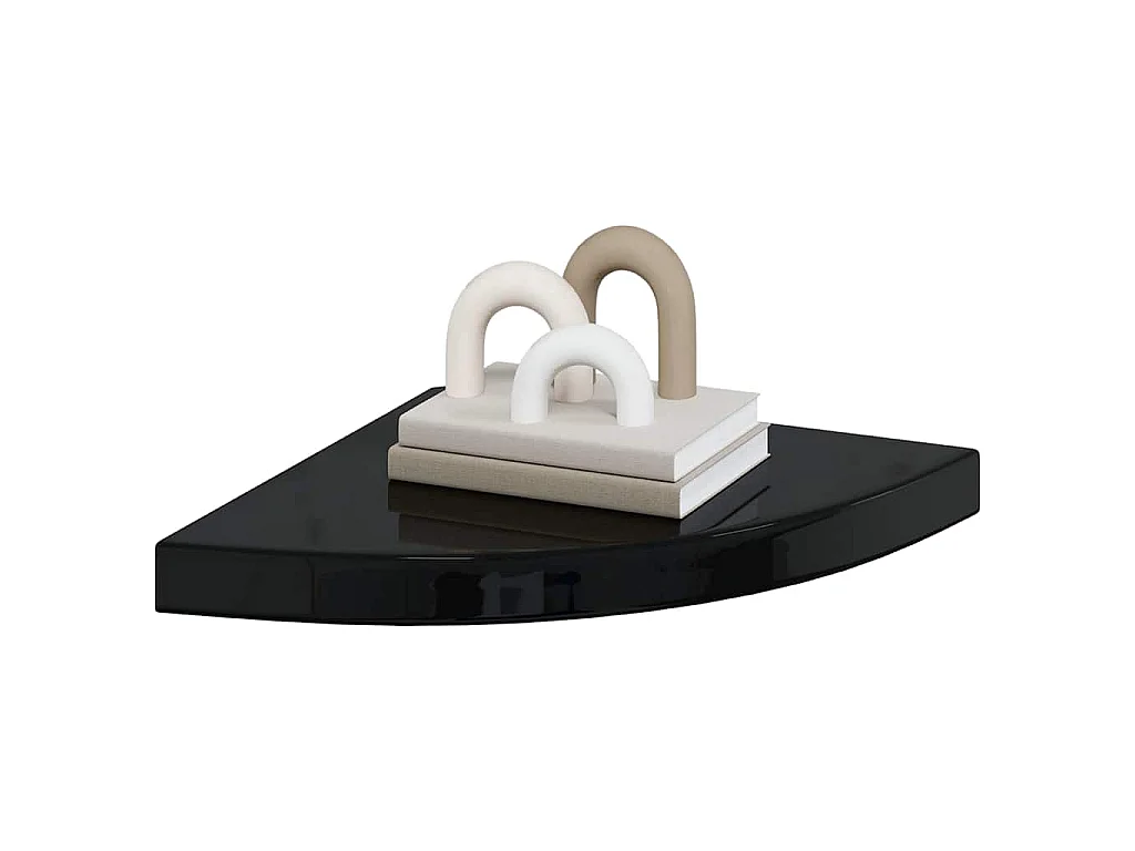 Étagères d'angle flottantes 4 pcs noir brillant 35x35x3,8cm MDF