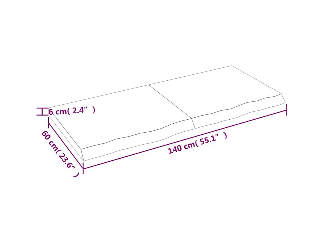 Wandregal Hellbraun 140x60x(2-6) cm Massivholz Eiche Behandelt