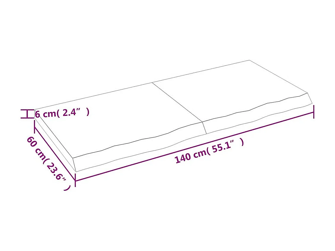 Wandregal Hellbraun 140x60x(2-6) cm Massivholz Eiche Behandelt