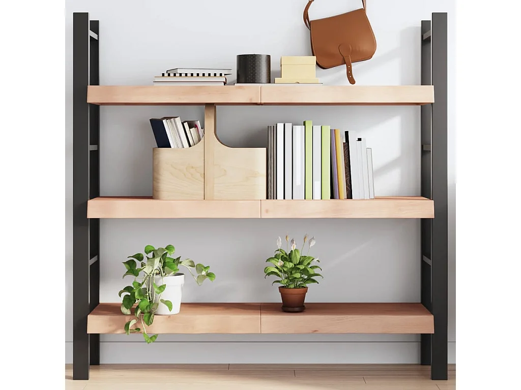 Estante de pared madera maciza roble sin tratar 120x30x(2-6) cm