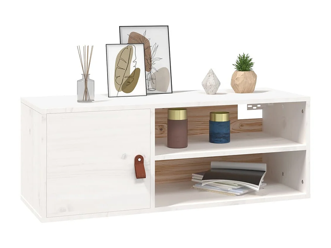 Armario de pared de madera maciza de pino blanco 80x30x30 cm