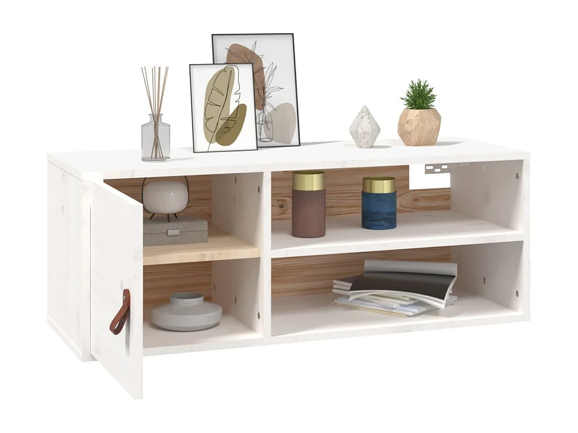 Armario de pared de madera maciza de pino blanco 80x30x30 cm