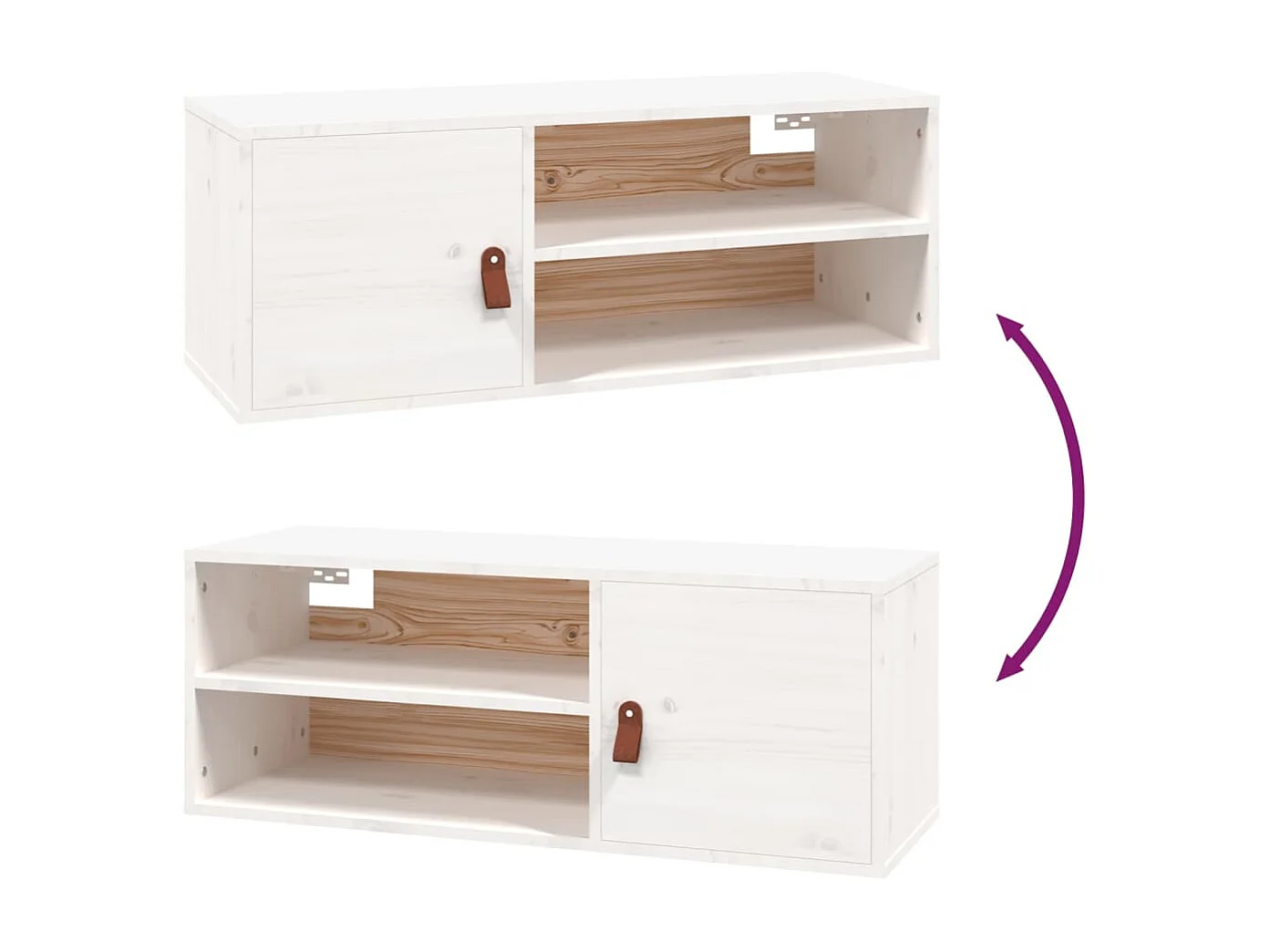 Armario de pared de madera maciza de pino blanco 80x30x30 cm