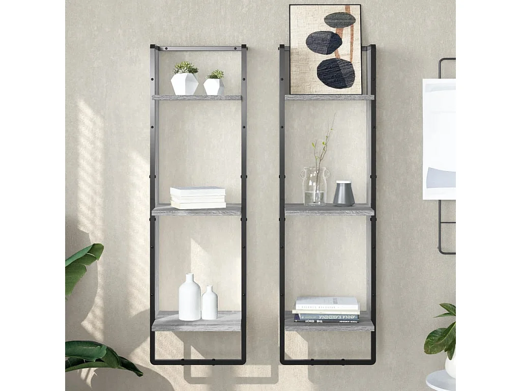 Étagère murale 3 niveaux sonoma gris 30x25x100 cm