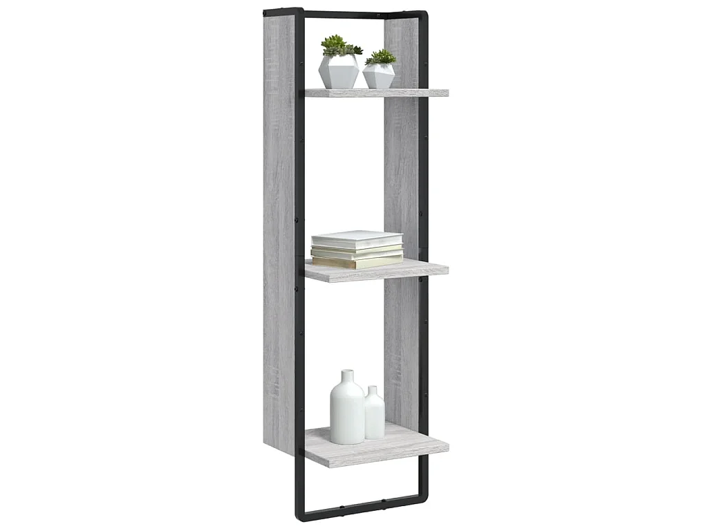 Étagère murale 3 niveaux sonoma gris 30x25x100 cm