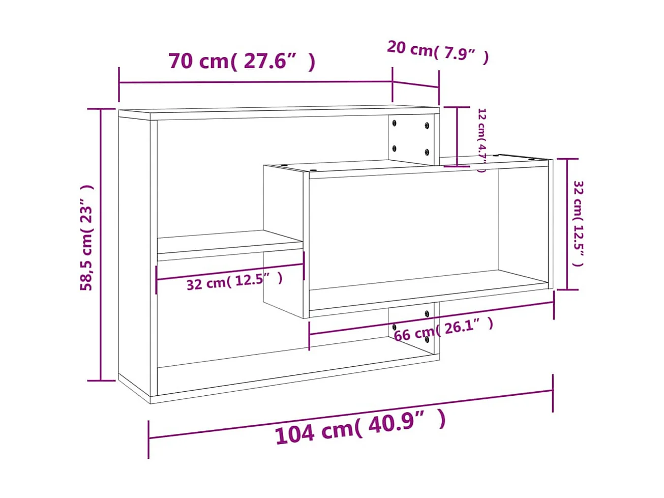 Mensole a Muro Rovere Sonoma 104x20x58,5cm in Legno Multistrato
