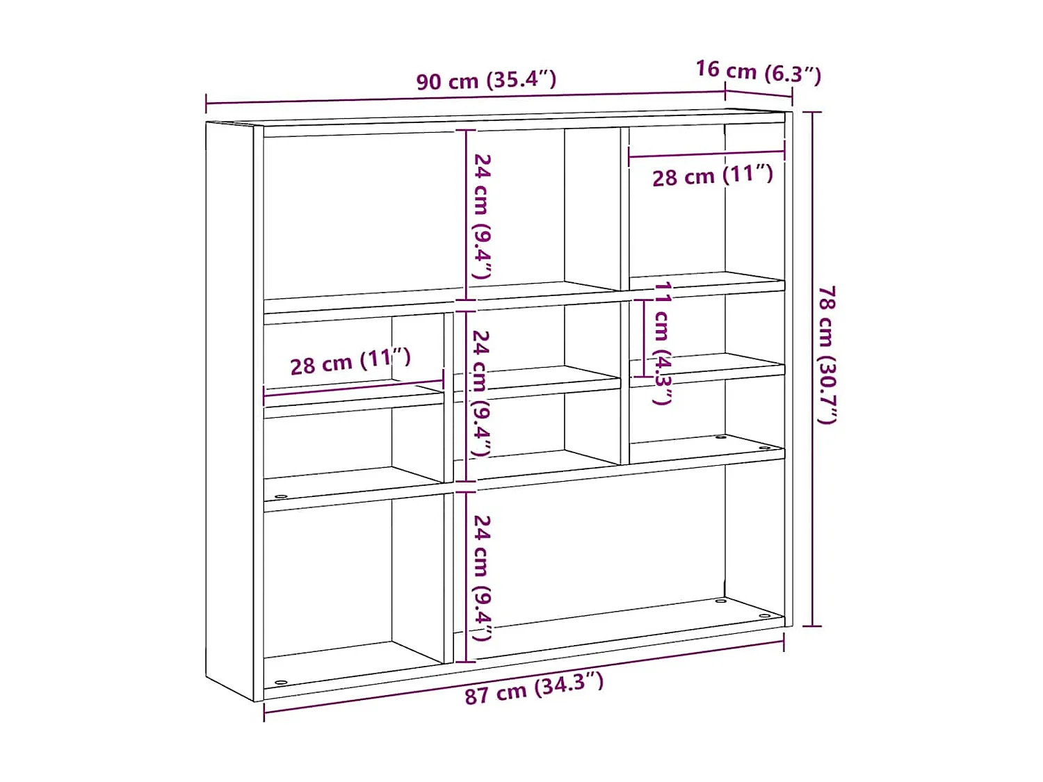 Étagère murale Blanc 90x16x78 cm Bois d’ingénierie